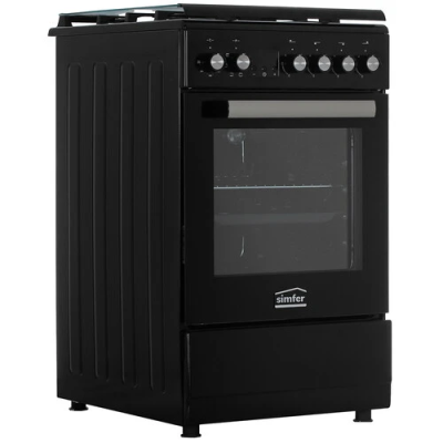 Плита газовая SIMFER F65MB46005 черный ( эмаль. реш.,металл.крышка)