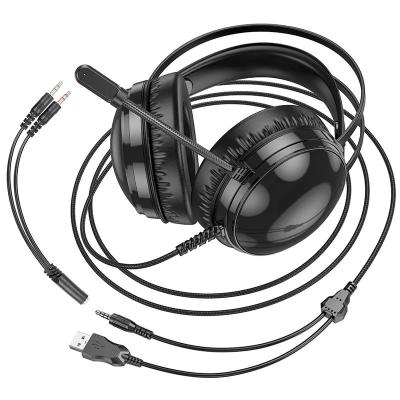 Наушники полноразмерные BOROFONE BO108 Flame, USB+Jack 3.5mm, цвет: черный (1/30) [6941991105913]