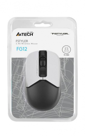 Мышь A4Tech Fstyler FG12 Panda белый/черный оптическая (1200dpi) беспроводная USB (3but)