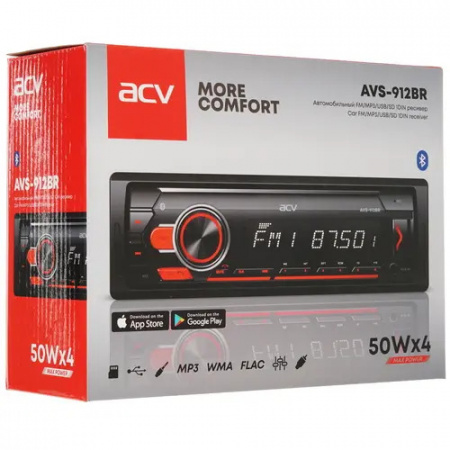 Автомагнитола USB/SD ACV AVS-912BR 1DIN 4x50Вт